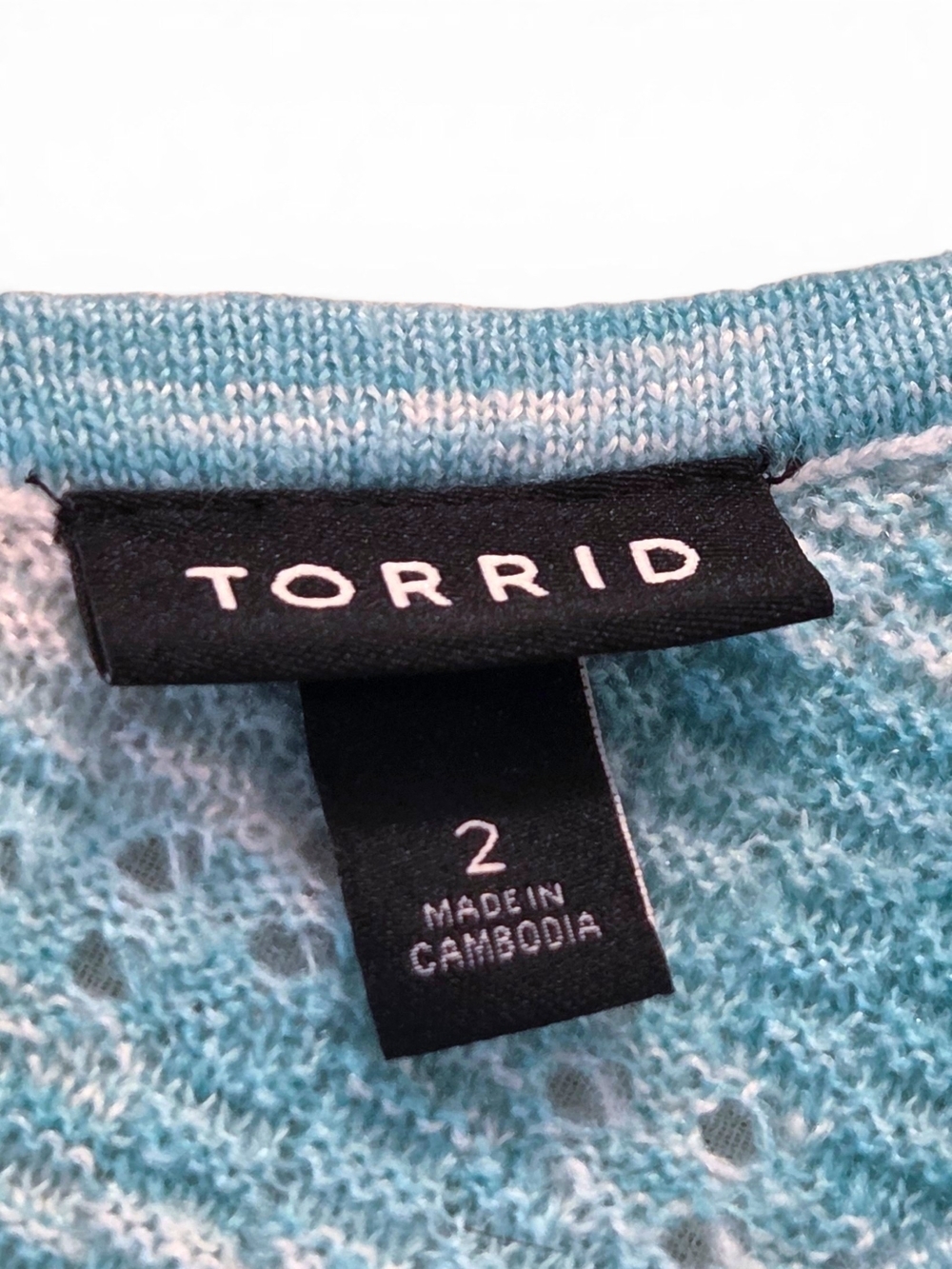 Torrid Aqua Blue Chevron Pointelle Knit Cami Tank Top Size 2 - Picture 2 of 11